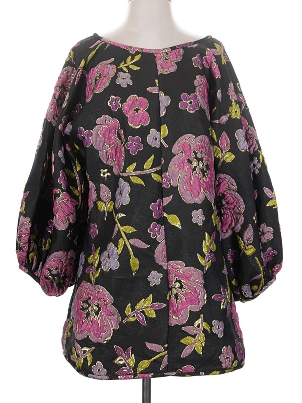 Arianne Elmy Good Luck Floral Jacquard Puff Sleeve Mini Dress XS - Picture 2 of 4